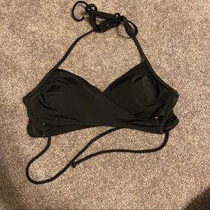 Black wrap around swim top